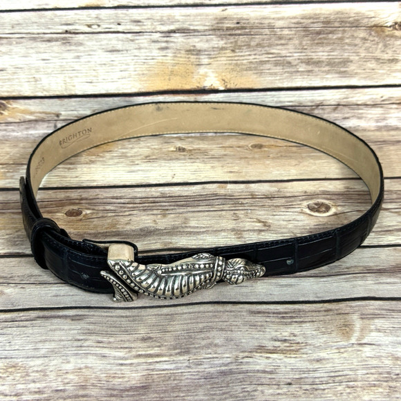 Vintage 1995 Brighton Womens Black Leather Alligator Buckle Size M main image 5